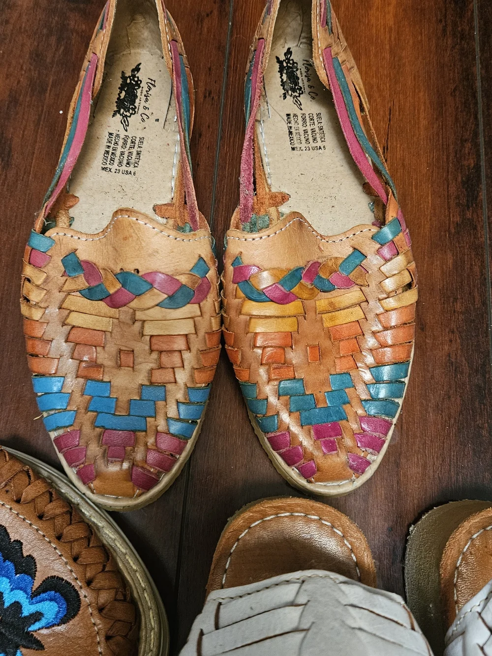 Handwoven Kids Huarache Sandals in Tan, White and Multicolor